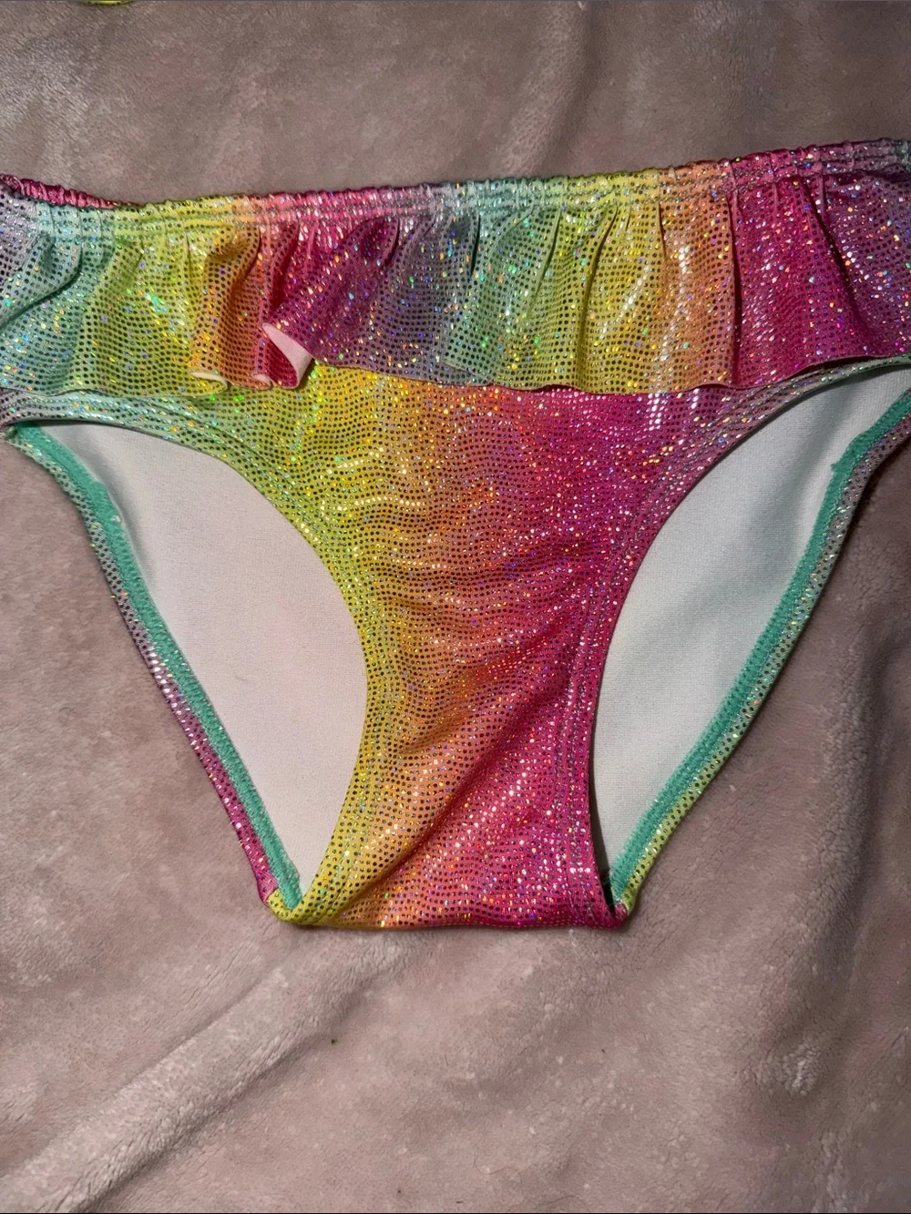 H&M Girls Rainbow Ruffle Bikini - Pink, Yellow, Green, Blue